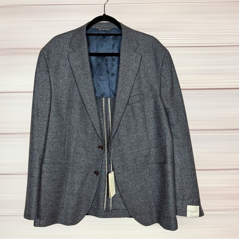 Jack Victor Morton Unconstructed Sport Coat Gray Wool Silk Italy Fabric NWT 46R